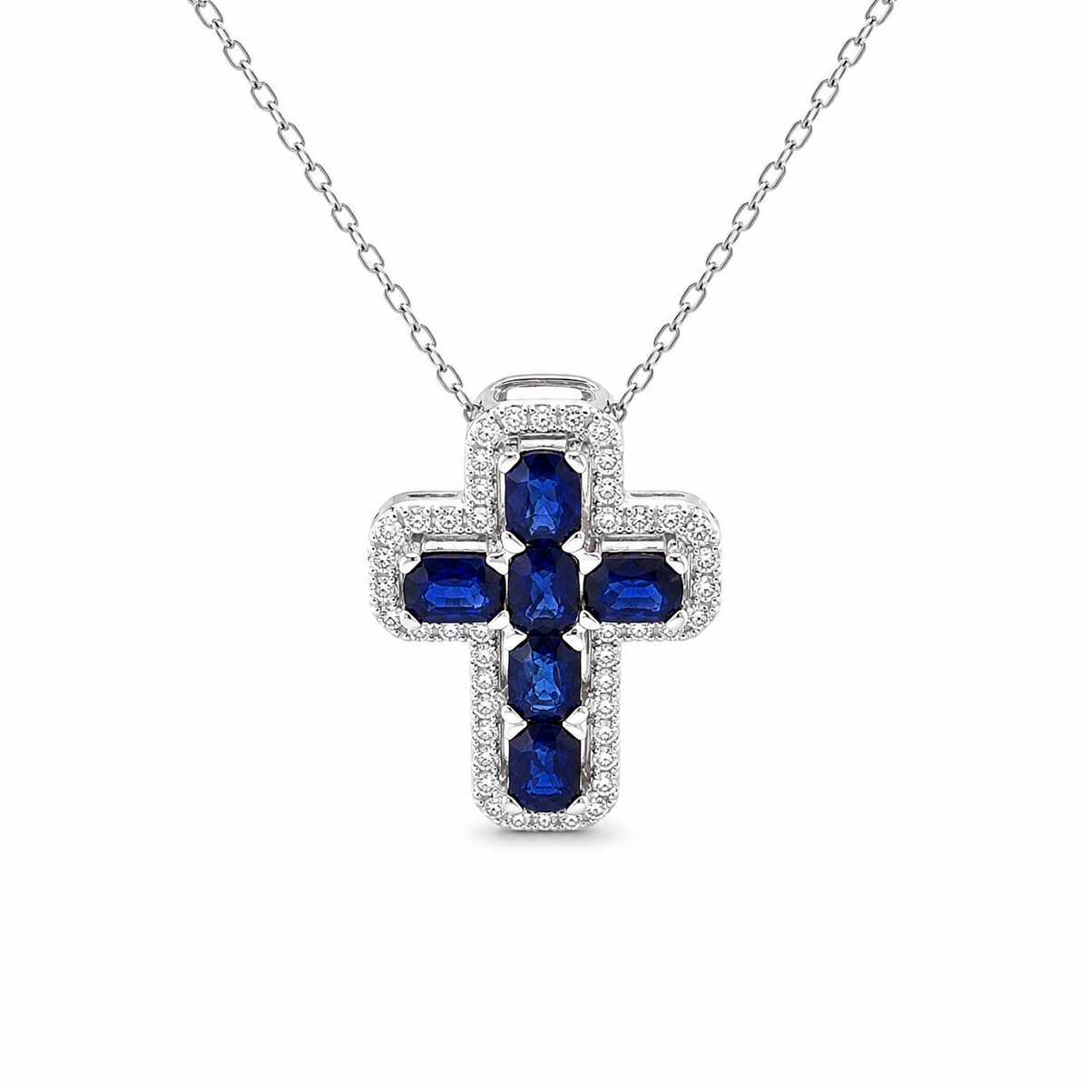 Collar de cruz de Zafiros